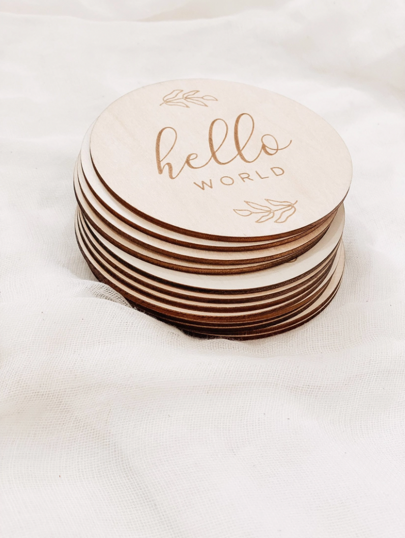 Baby Monthly Milestone Wooden Cards | Leaves