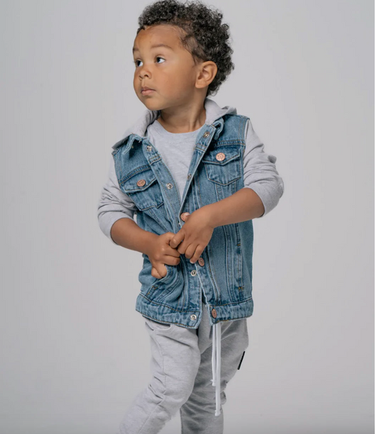 Hooded Denim Jacket | Grey