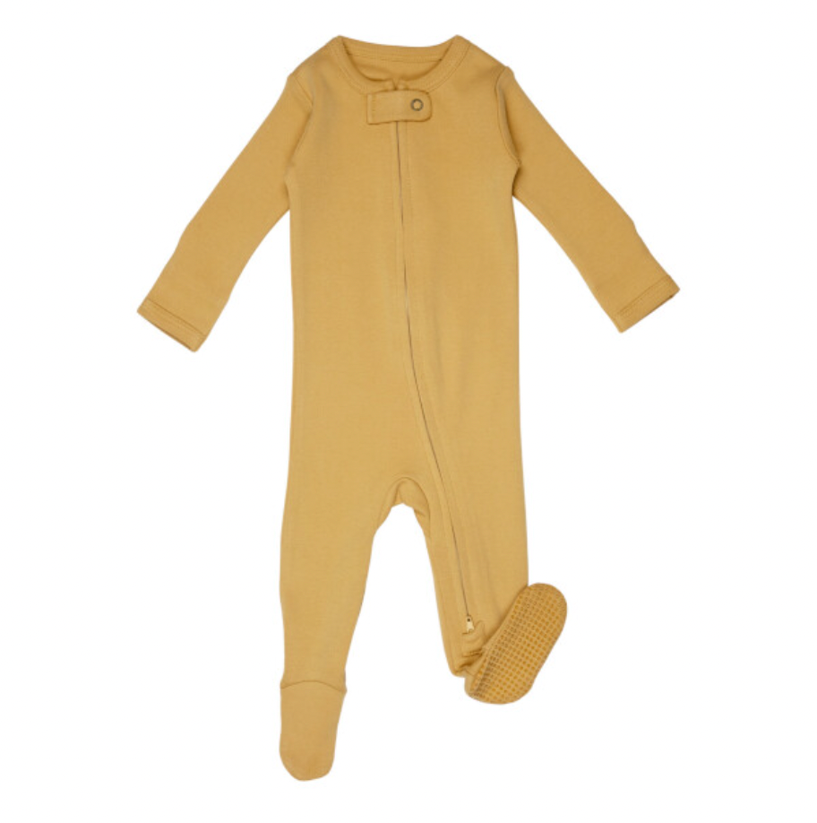 Organic Zipper Footie | Honey