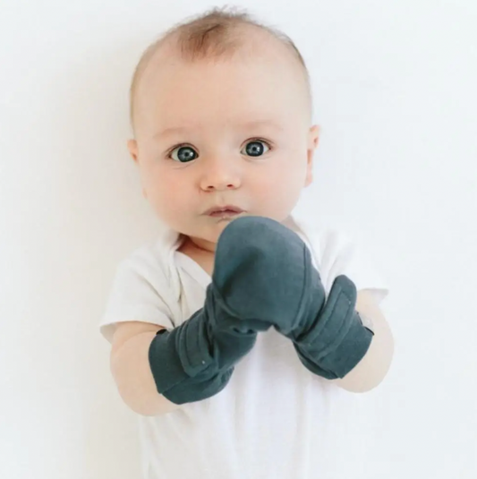 Organic Cotton Stay-On Baby Mittens | Midnight