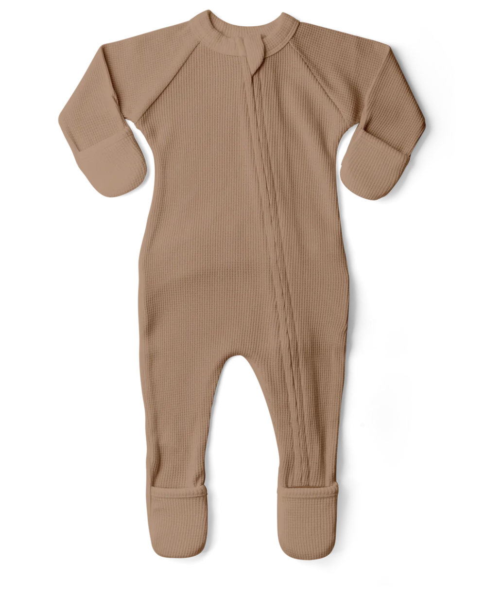 Thermal Viscose Organic Cotton Footie | Tan