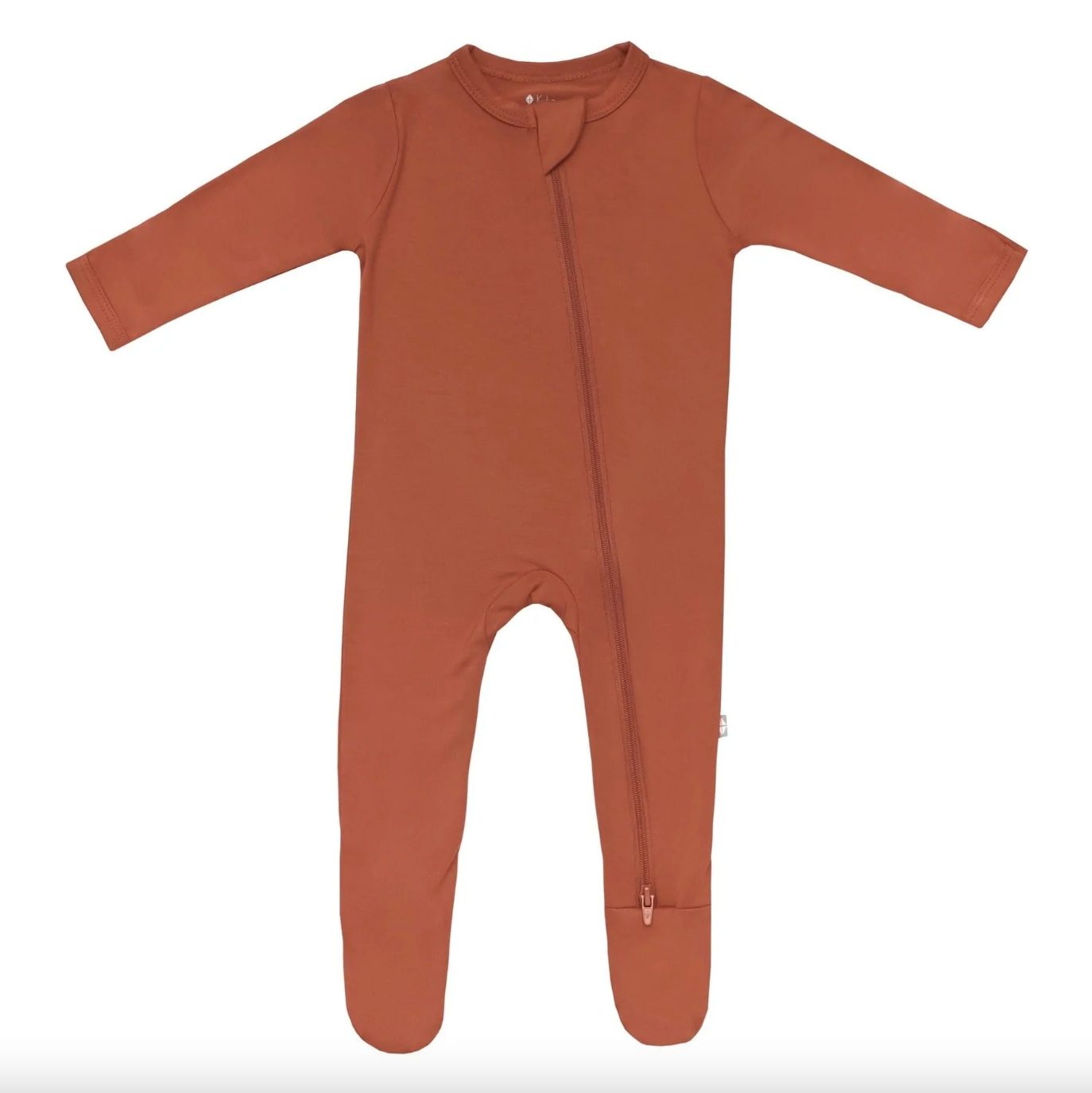 Bamboo Cotton Zippered Footie | Rust