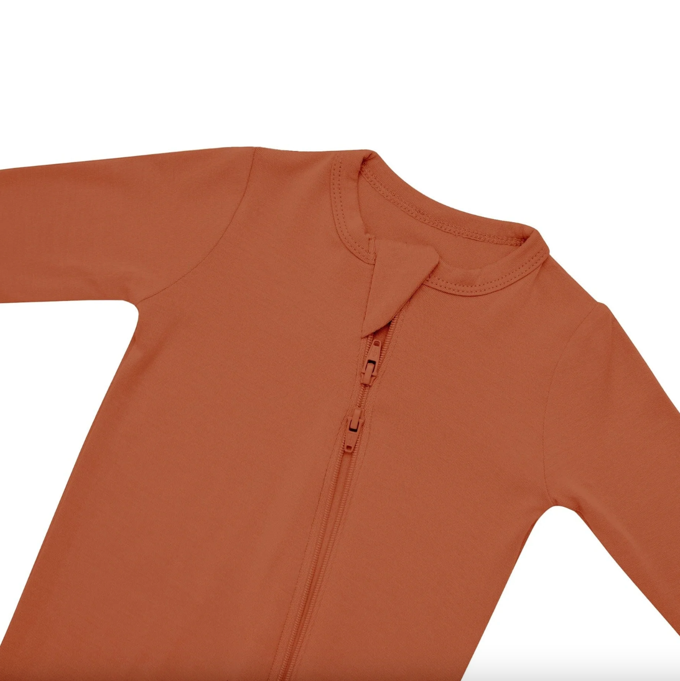 Bamboo Cotton Zippered Footie | Rust
