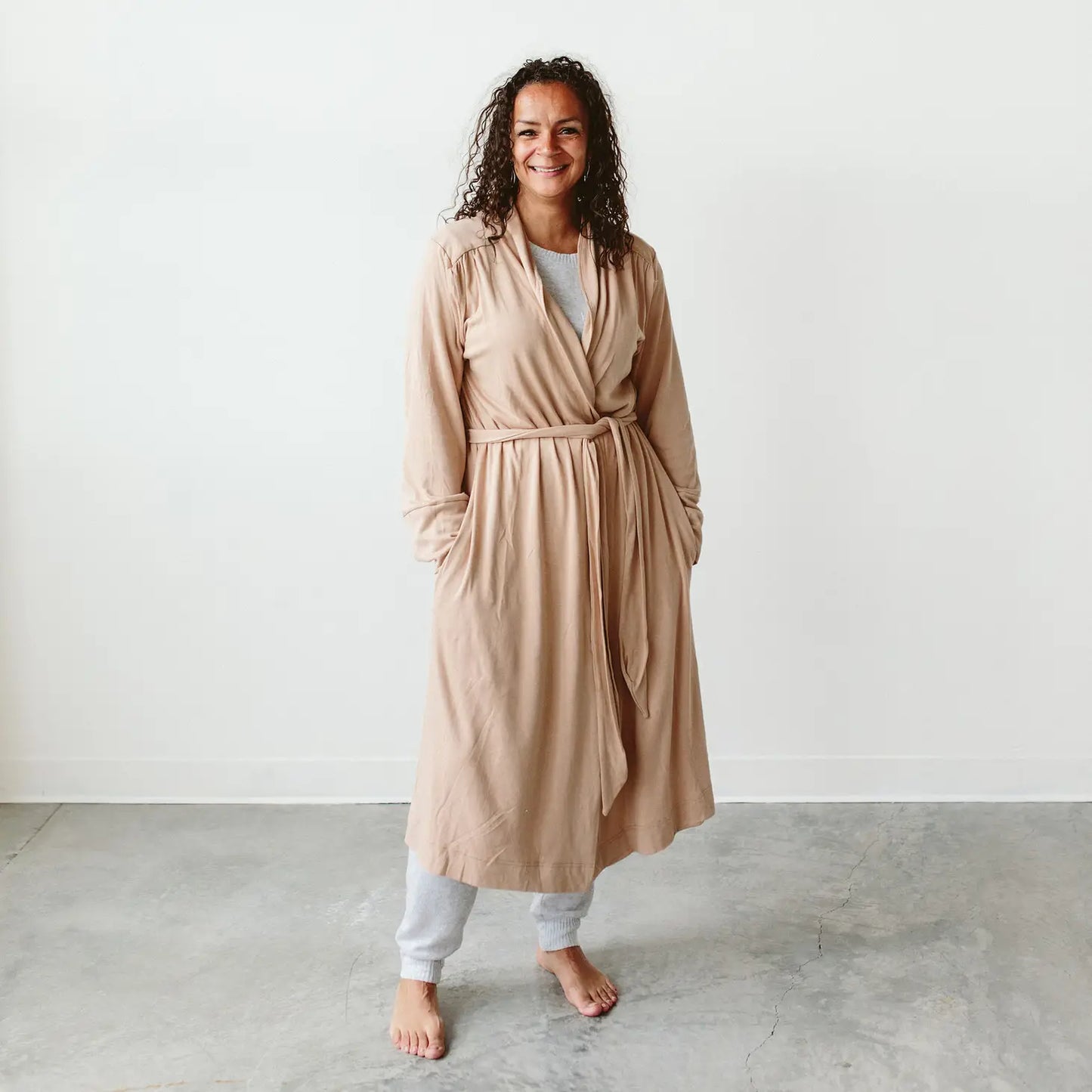 Viscose Organic Cotton Womens Robe | Sandstone