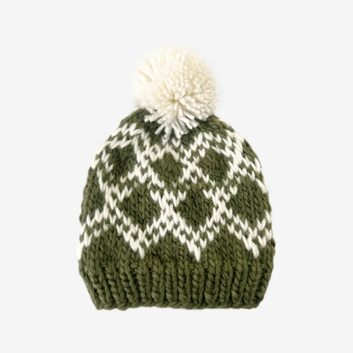 Diamond Faire Isle Hat | Olive