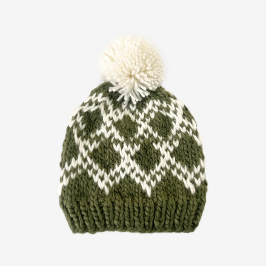 Diamond Faire Isle Hat | Olive