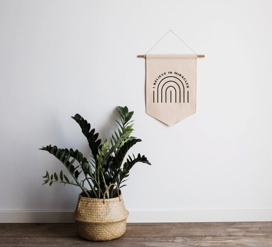 I Believe In Miracles Rainbow Canvas Banner