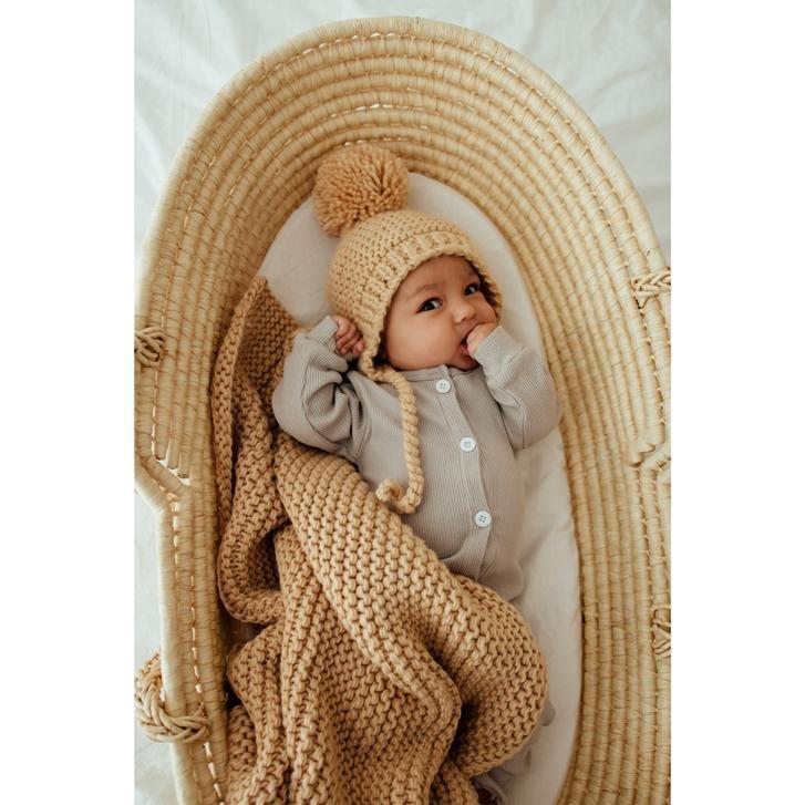 Garter Stitch Blanket | Latte