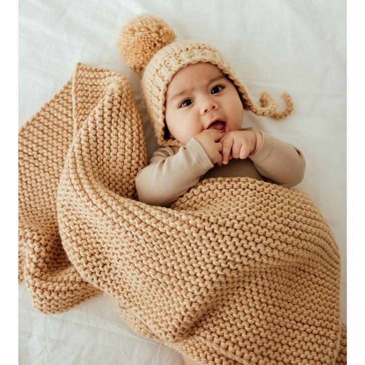 Garter Stitch Blanket | Latte