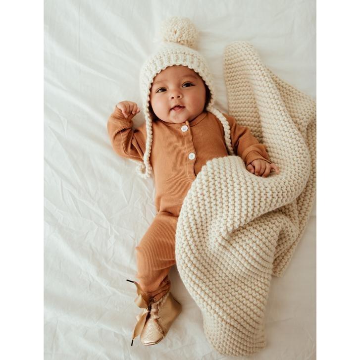 Garter Stitch Blanket | Natural