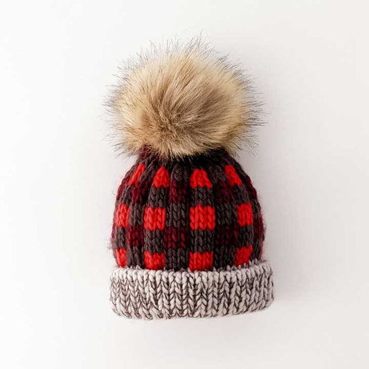 Buffalo Check Pom Beanie | Red