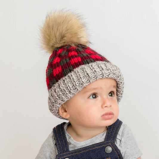Buffalo Check Pom Beanie | Red