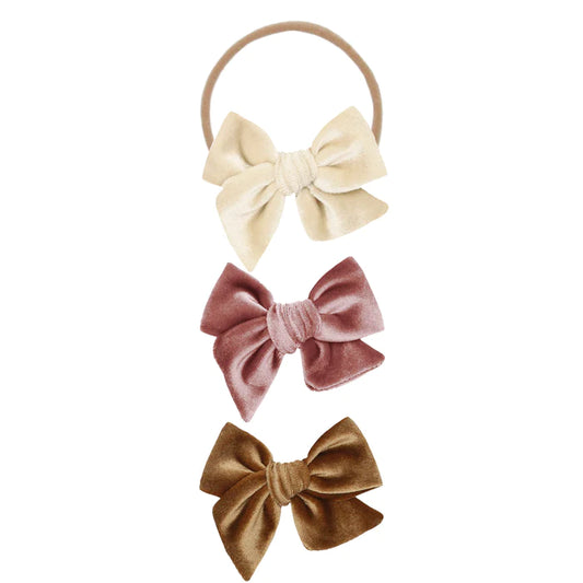 Velvet Bow Nylon Headband 3-Pack | Rose