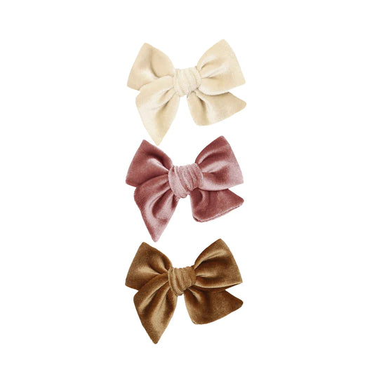 Velvet Bow Hair Clip 3-Pack | Rose