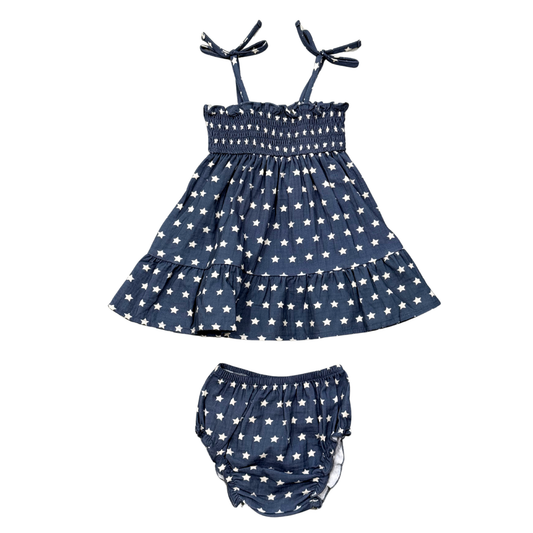 American Stars Tiered Mini Dress Set with Bloomers