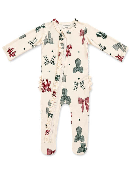 2-Way Zip Ruffle Footie | Country Christmas Bows