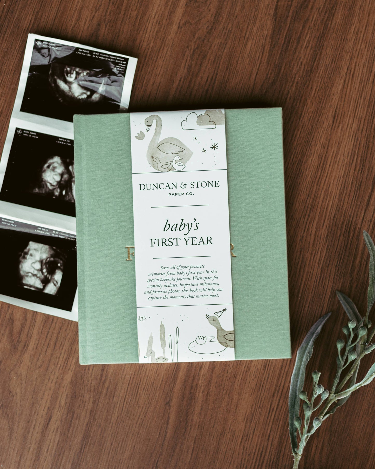 Baby's First Year Memory Book & Photo Album | Sage Green