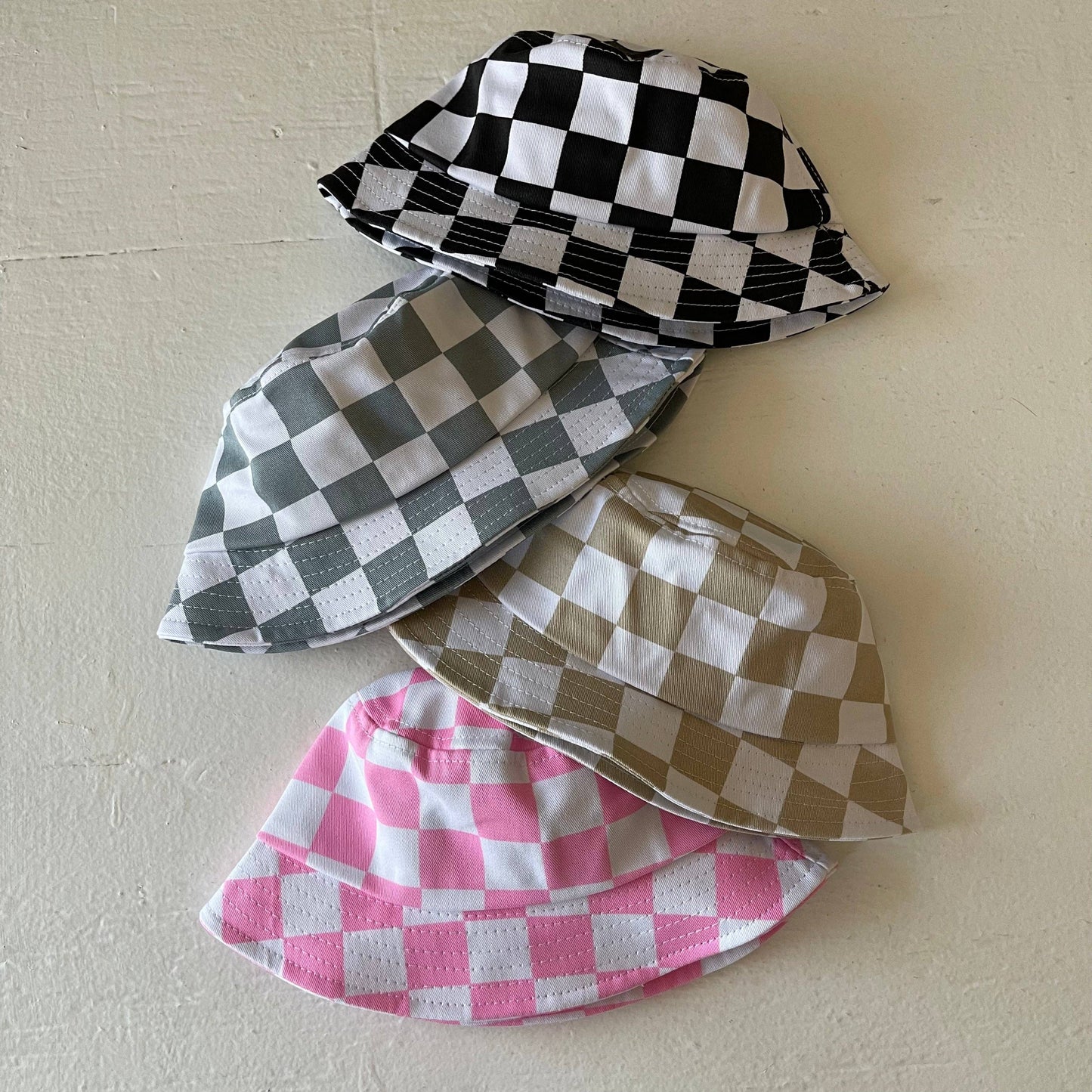 Kids Bucket Hat | Stone Blue Checkerboard