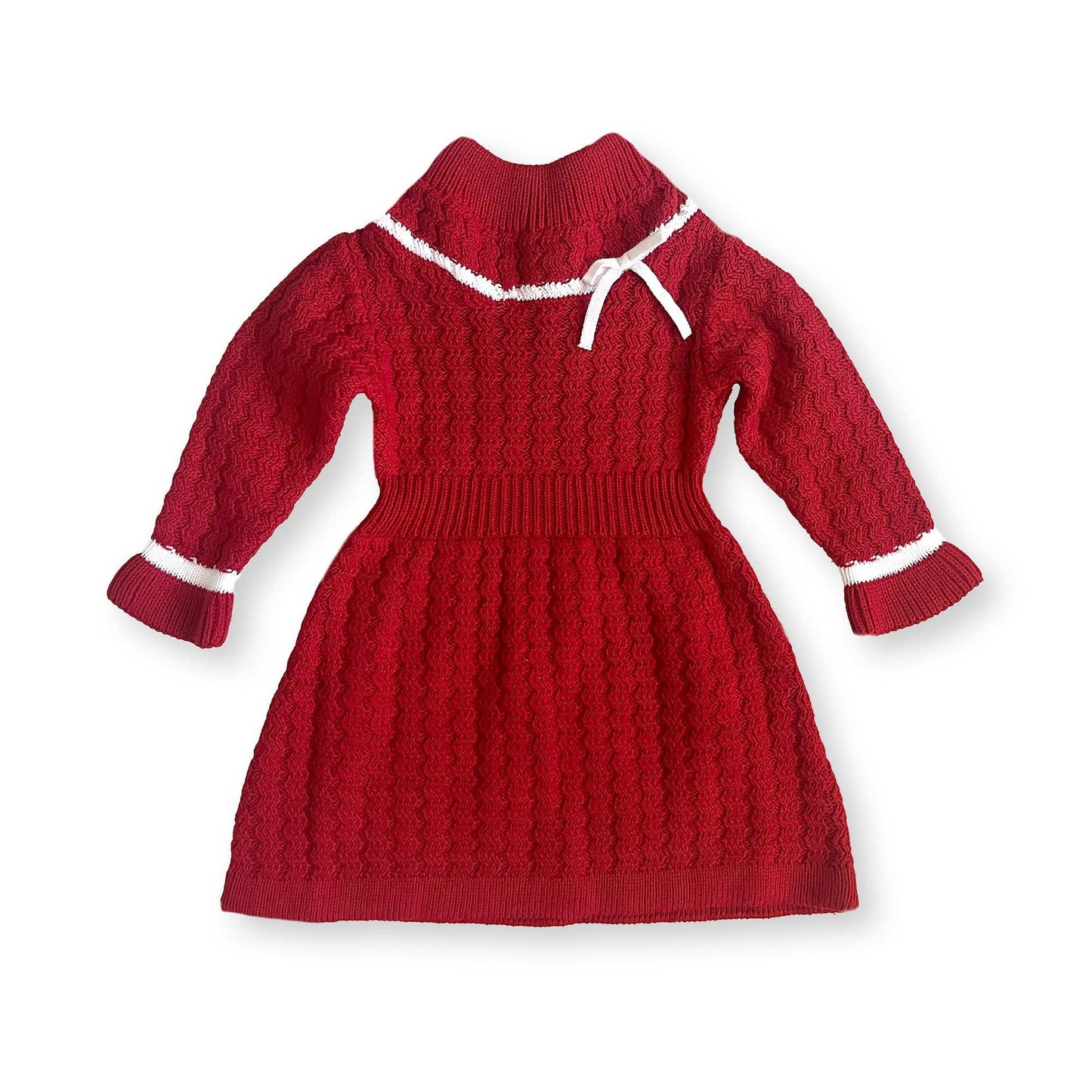 Organic Mock Neck Cable Sweater Dress | Red Cable