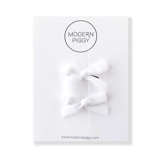 Mini Ribbon Bow Set | White