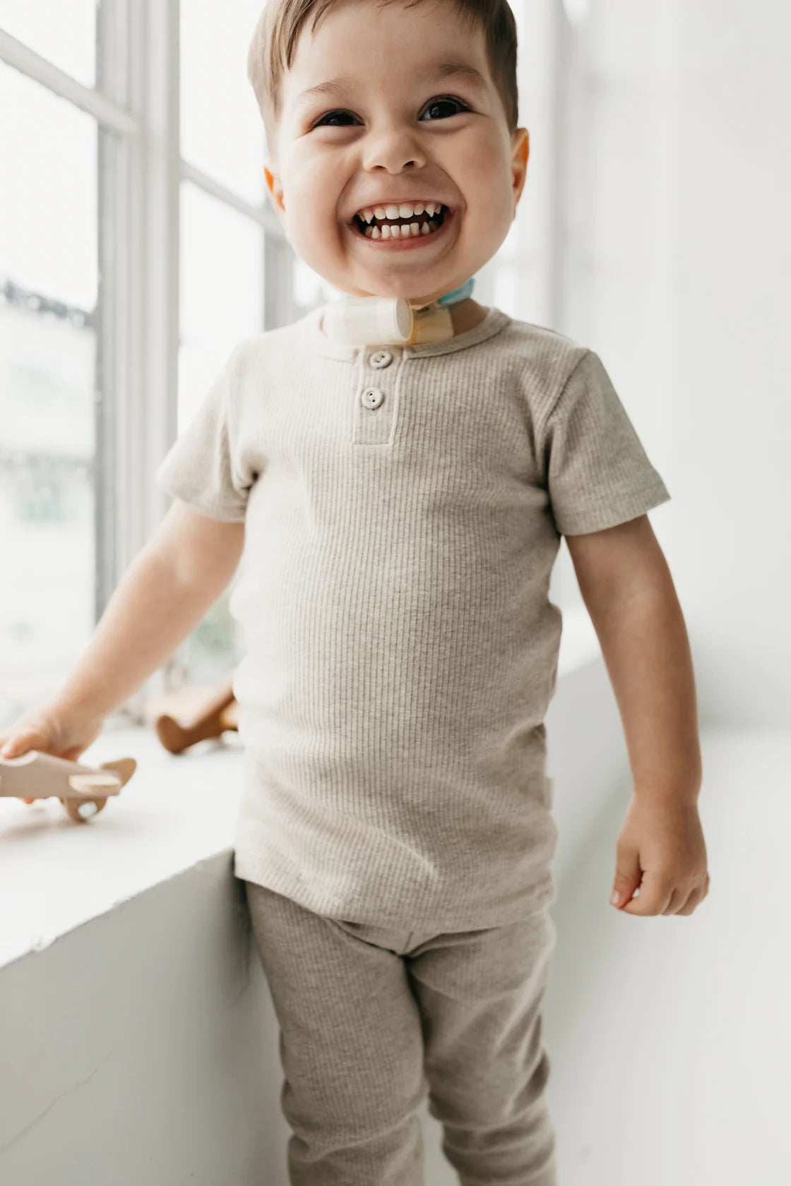 Fine Rib Darcy Henley Tee | Sand Marle