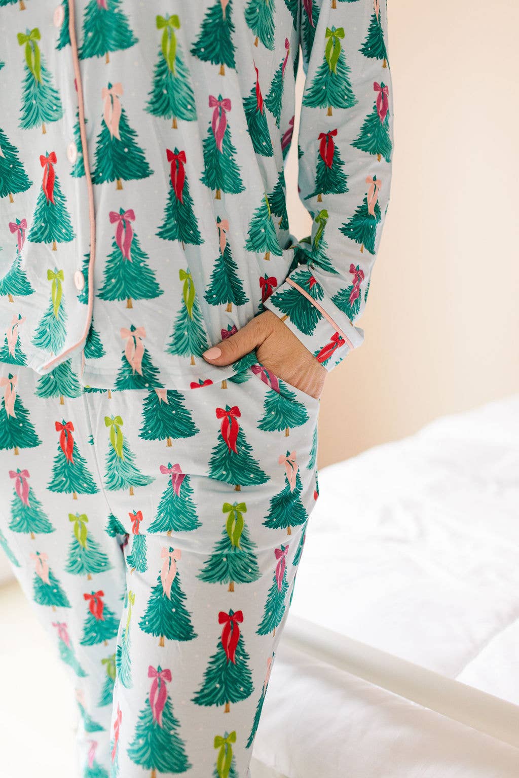 Women's Bamboo Button Pajama Set | Trim The Tree