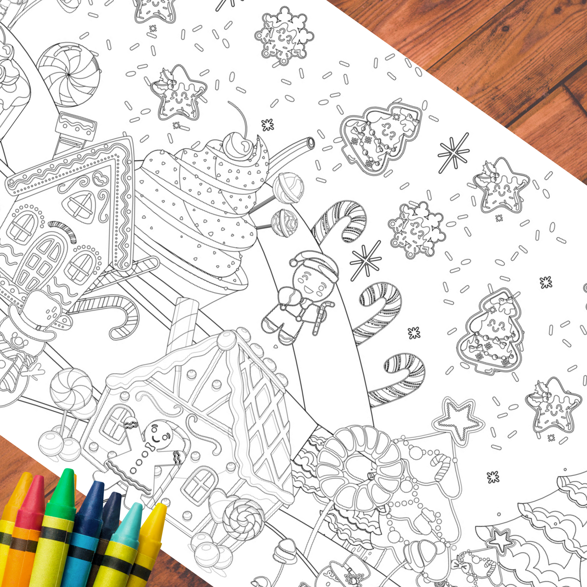 Gingerbread Christmas Coloring Tablecloth