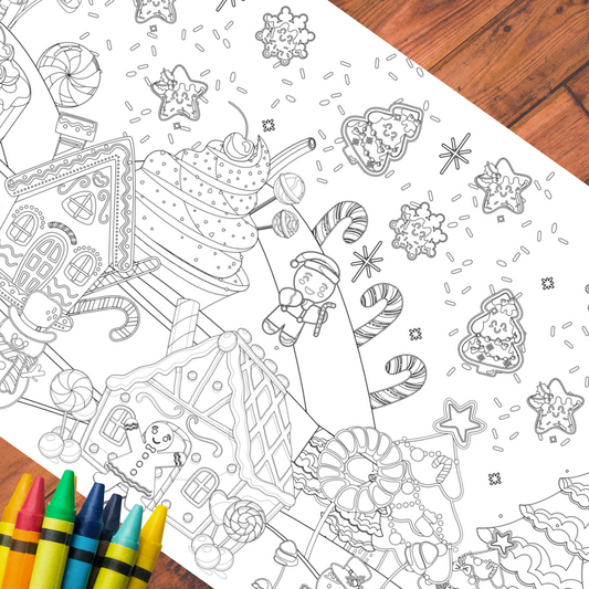 Gingerbread Christmas Coloring Tablecloth