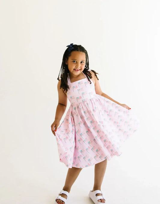 Rosita Dress in Pink Flags
