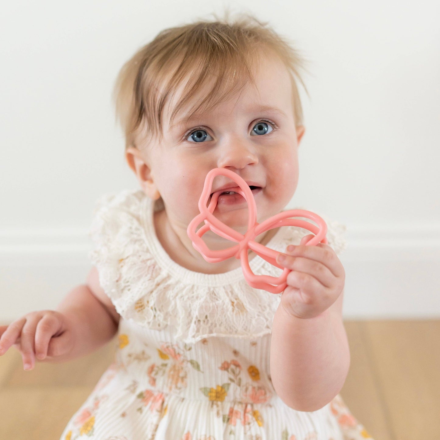 Teether Toy + Strap | Butterfly in Bluebell