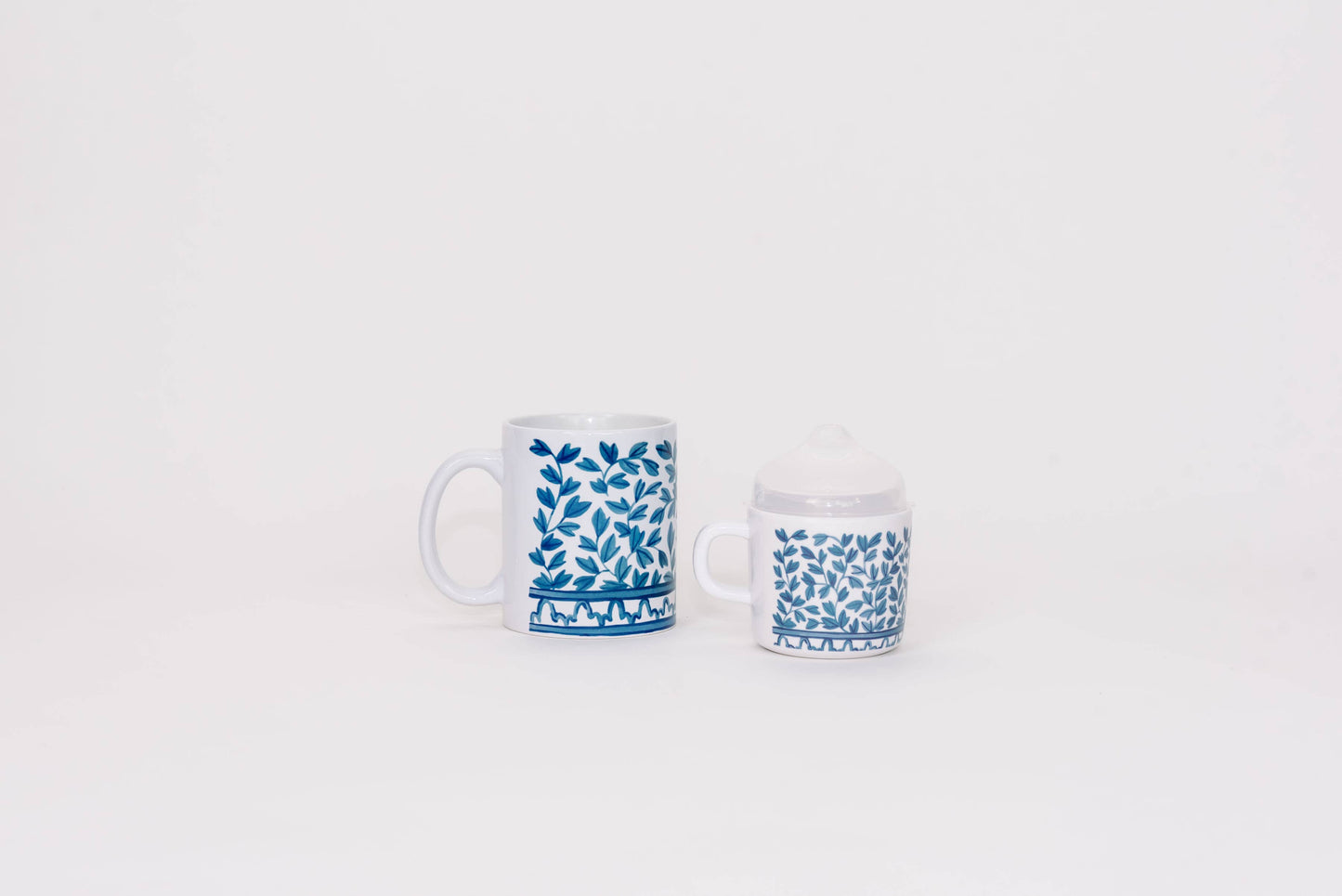 Blue & White Floral Mama & Me Coffee Cup Set