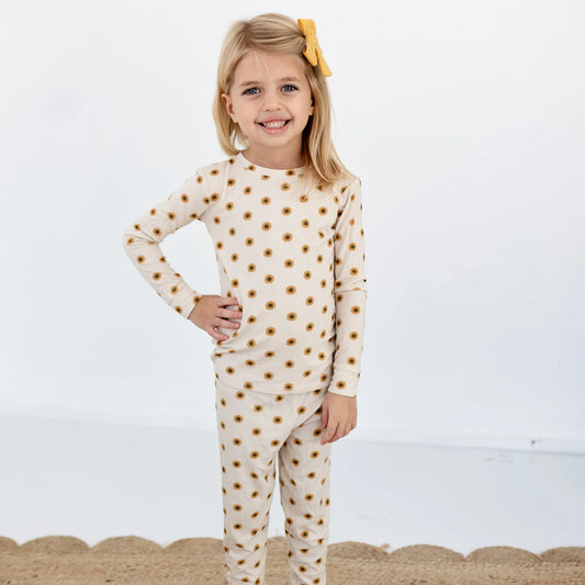 Bamboo Pajama Set | Sunflowers (Small Ribbed)