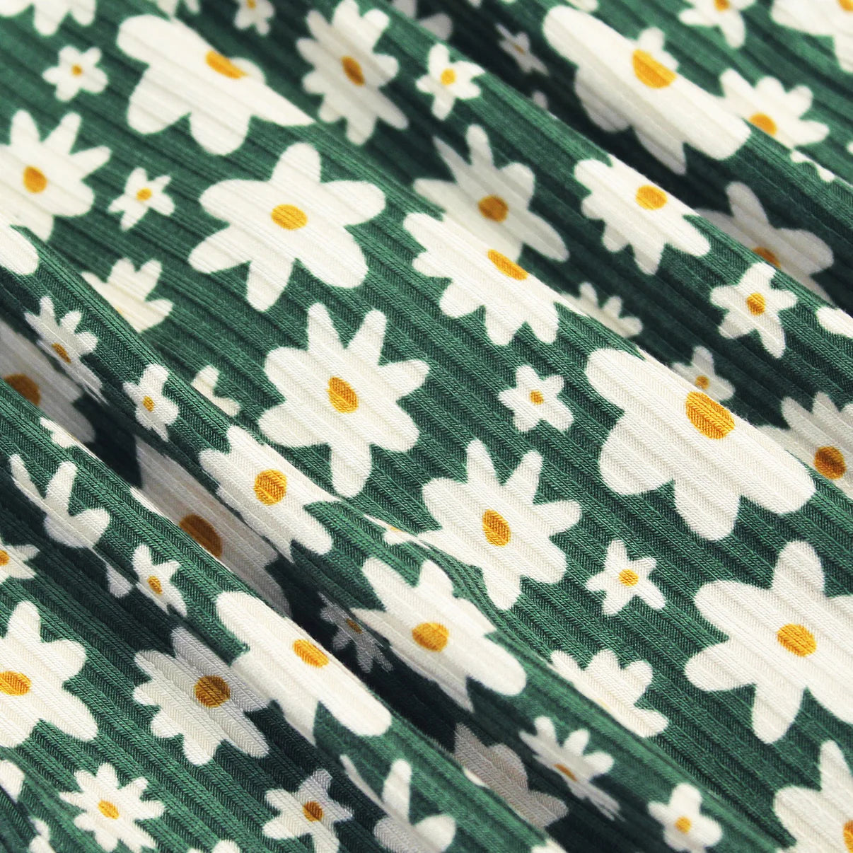 Green Floral Ribbed Blanket