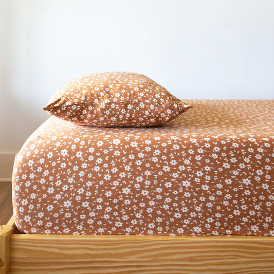 Twin Sheet w/ Pillow Case | Camel Floral