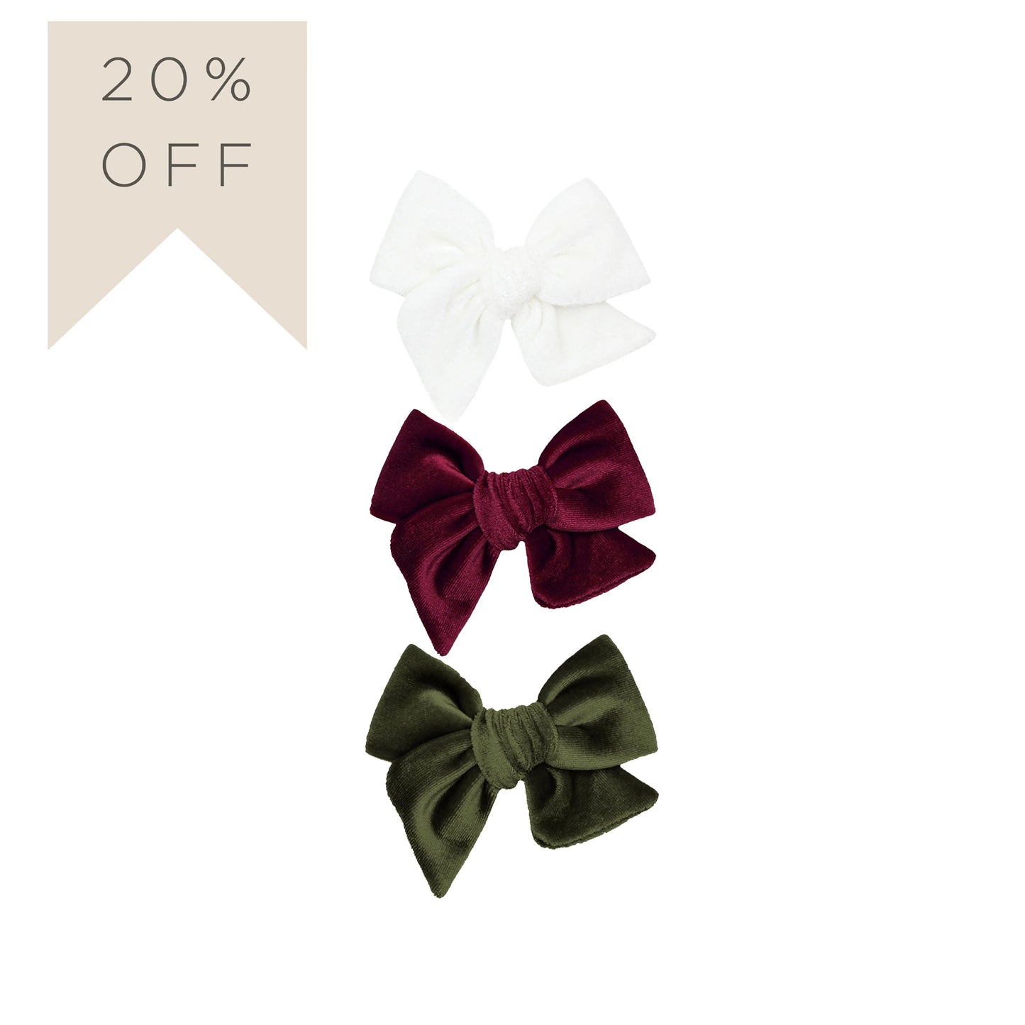 Velvet Bow Hair Clip 3-Pack | Wine