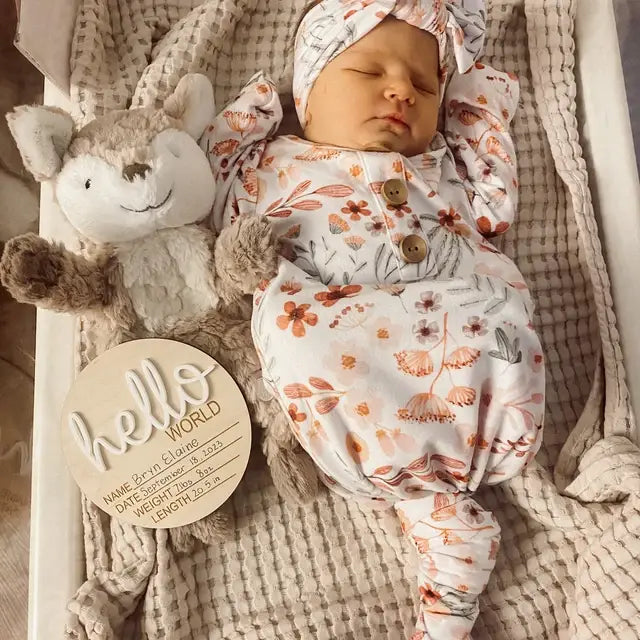 Hello World Birth Stat Wood Sign