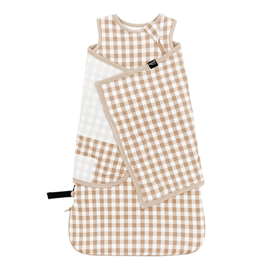 Bamboo Sleep Bag Swaddler | Gingham Bisque