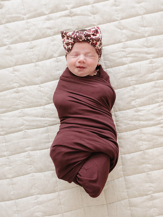 Deep Violet Ribbed Bamboo Stretch Swaddle