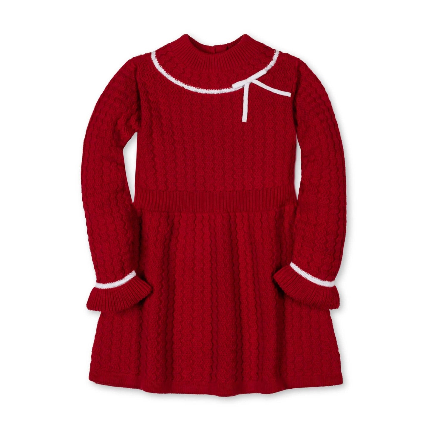 Organic Mock Neck Cable Sweater Dress | Red Cable