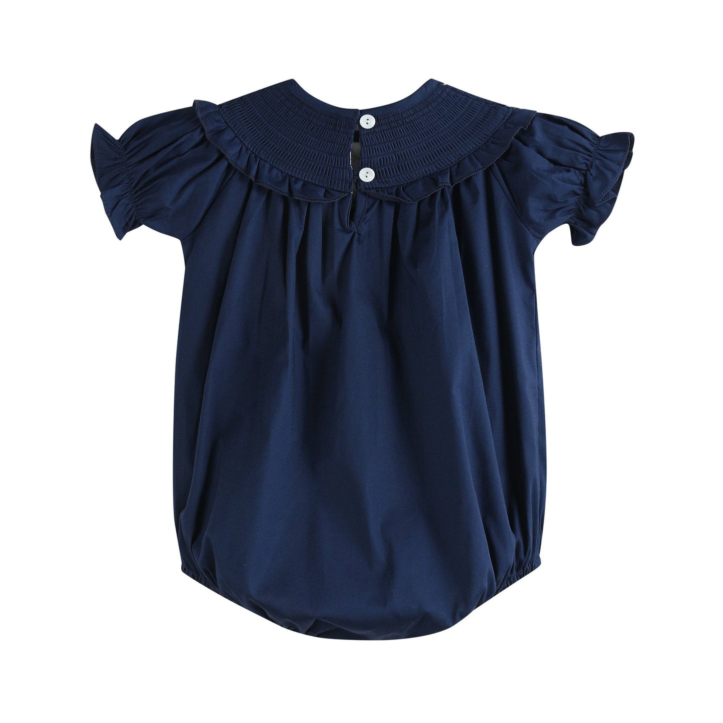 Nativity Smocked Ruffle Romper | Navy Blue (18-24M)