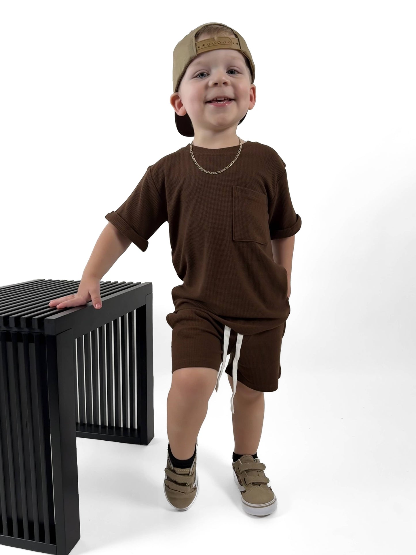 BAMBOO WAFFLE SHORTS - UMBER