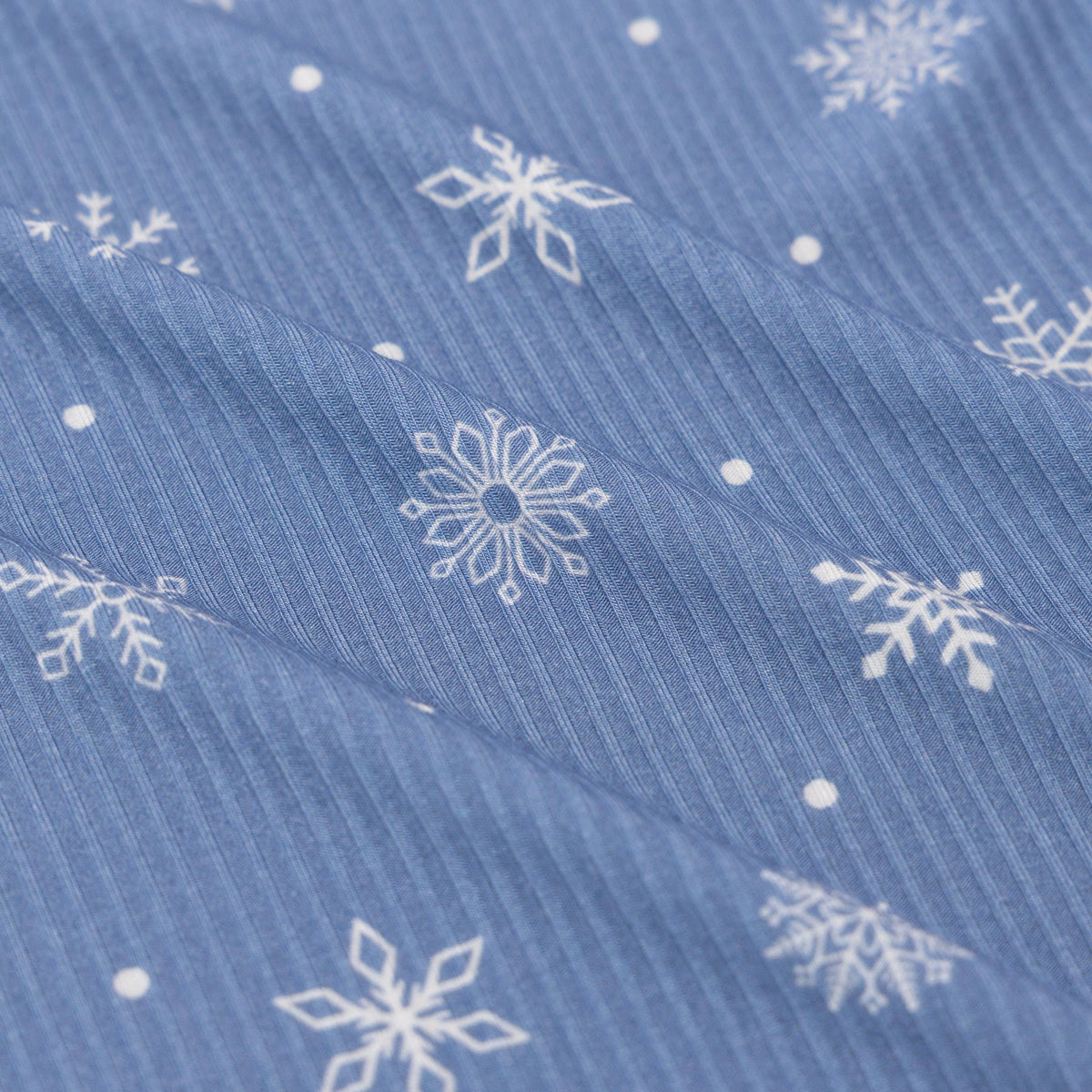 Snowflakes | Small Ribbed Bamboo Zip Sleeper w/ Fold-Over Feet