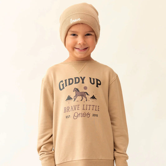 Giddy Up Bamboo French Terry Pullover | Pecan