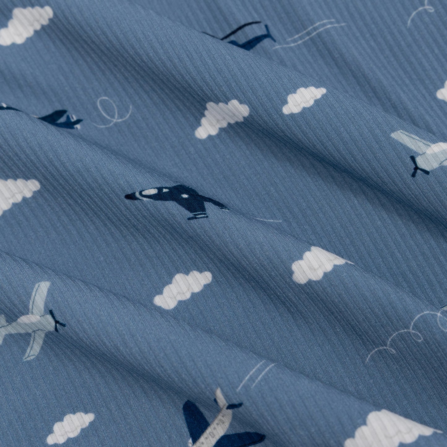Ribbed Two-Piece Bamboo Pajama Set | Take Flight Blue