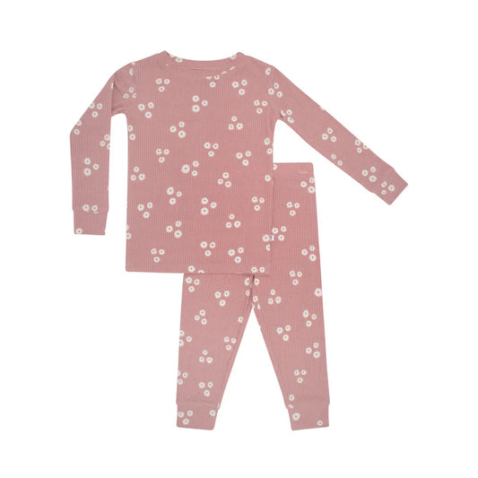 Bamboo Pajama Set | Mauve Blooms Small Ribbed