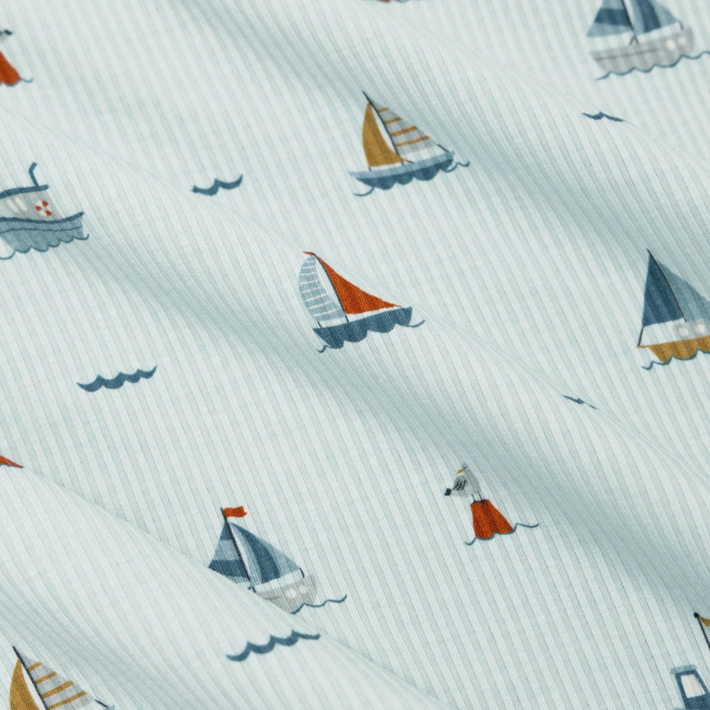 Shorts Bamboo Pajama Set | Nautical Boats (Ribbed)