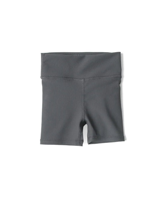 Athletic Ribbed Biker Short | Grey