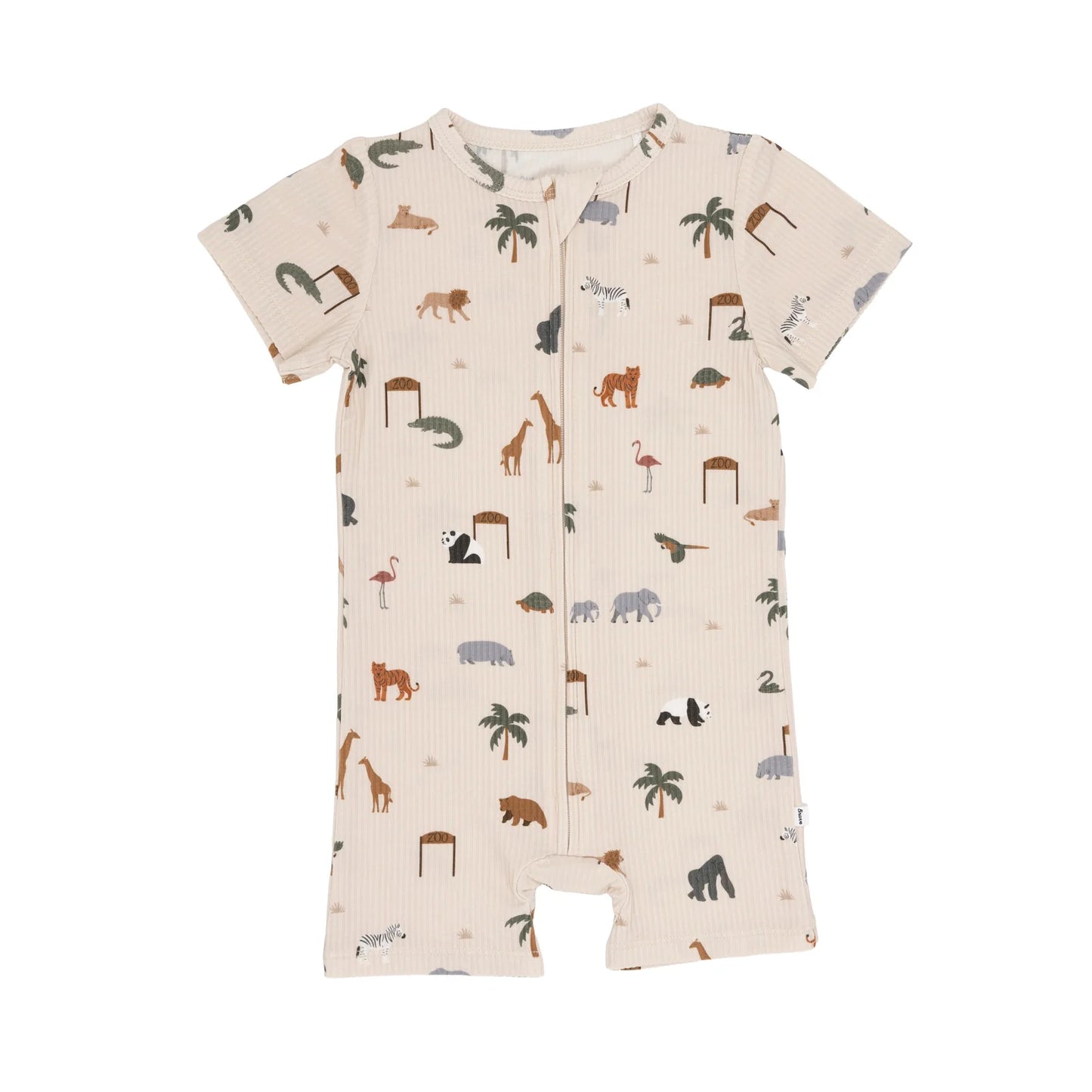 Bamboo Summer Zip Romper | Zoo Days (Ribbed)