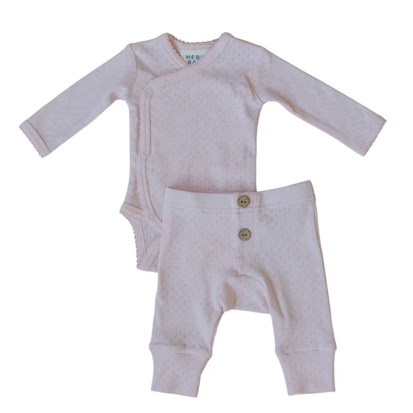 Pink Pointelle Layette Set