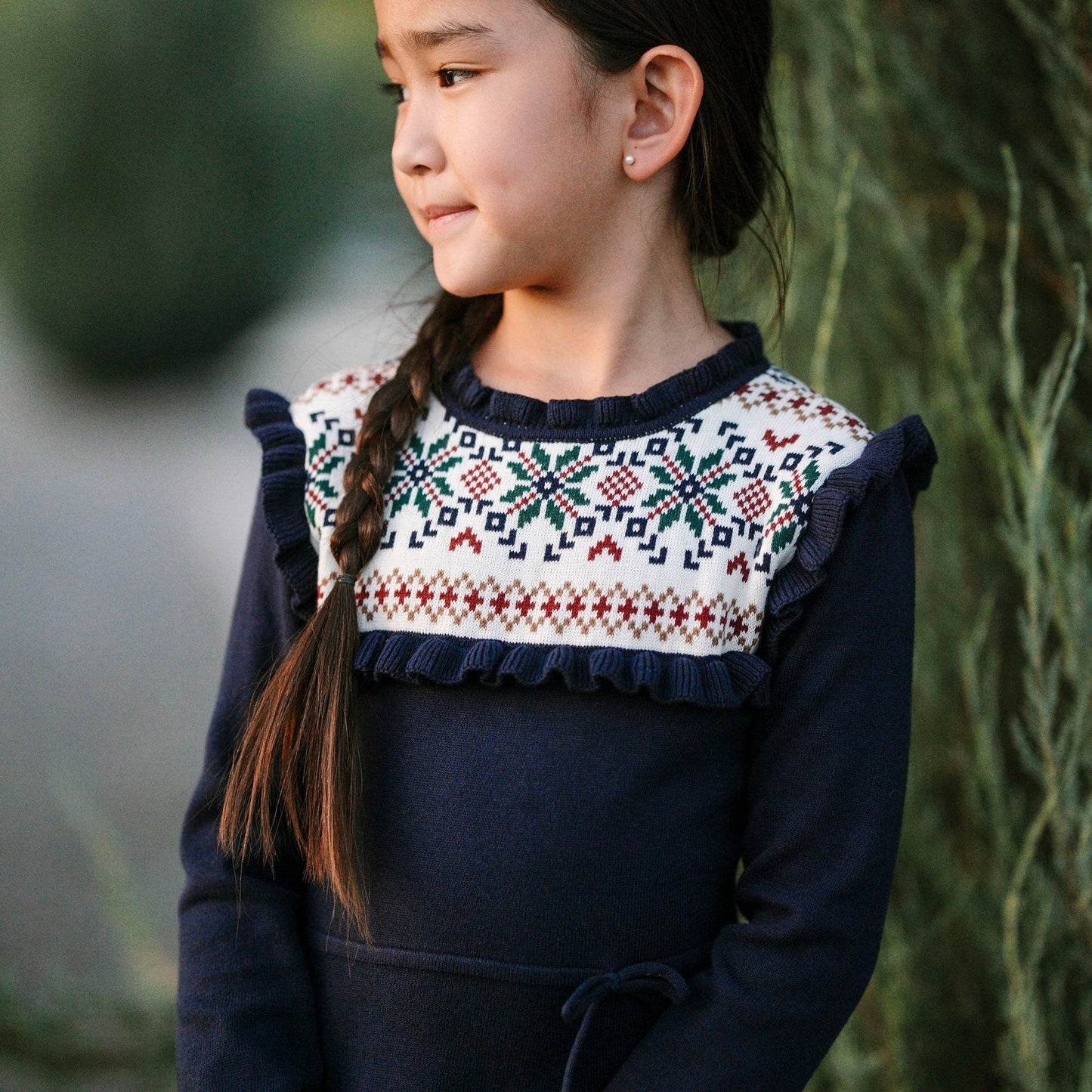 Organic Ruffle Collar Sweater Dress | Scottish Snowflake